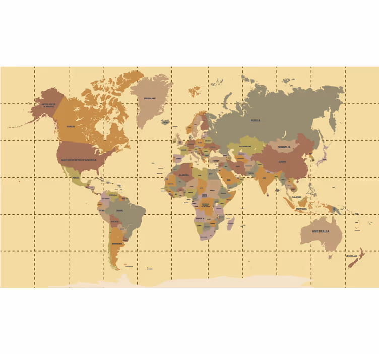Roleta z mapą świata współrzędne geograficzne - TenStickers