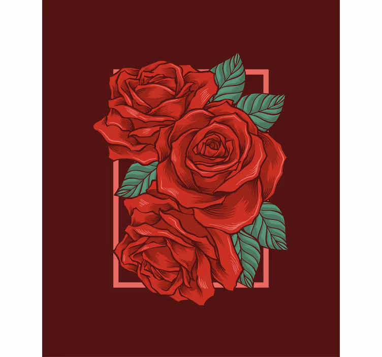 Roleta z kwiatami i roślinami eleganckie czerwone róże - TenStickers
