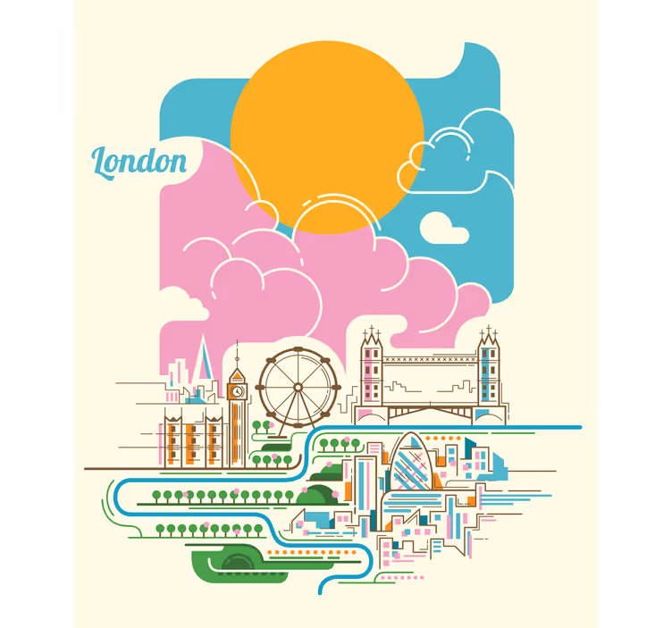 Roleta z mapą świata widok na panoramę londynu - TenStickers