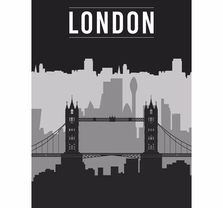 rolety z rysunkami Czarno-szara panoramę londynu - TenStickers