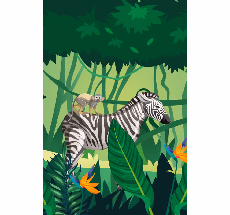 Roleta w zwierzęta zebra z małpą - TenStickers