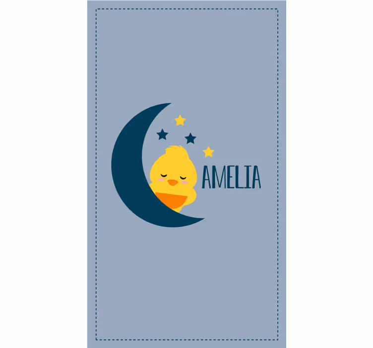 Roleta dla dzieci księżycowy kurczak z imieniem - TenStickers