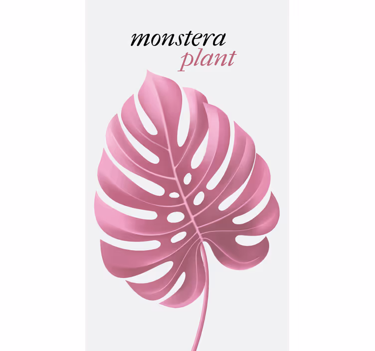 Roleta z kwiatami i roślinami różowa roślina monstera - TenStickers
