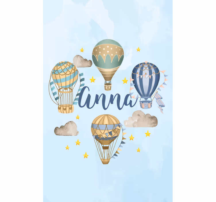 Roleta na zamówienie balony na ogrzane powietrze z imieniem - TenStickers