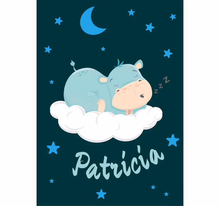 Roleta do pokoju dziecięcego sen o hipopotamie z imieniem - TenStickers