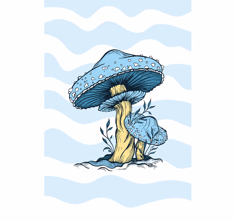 Roleta z kwiatami i roślinami niebieskie grzyby - TenStickers