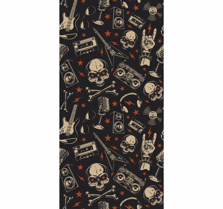 Młodzieżowa roleta Grunge wzór muzyczny z czaszkami - TenStickers