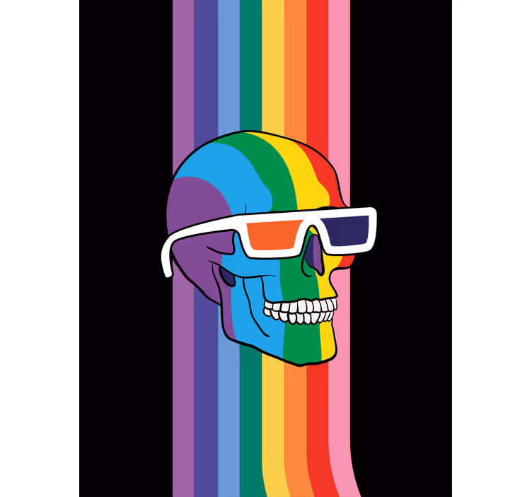 Roleta gamer czaszki w tęczowych okularach - TenStickers