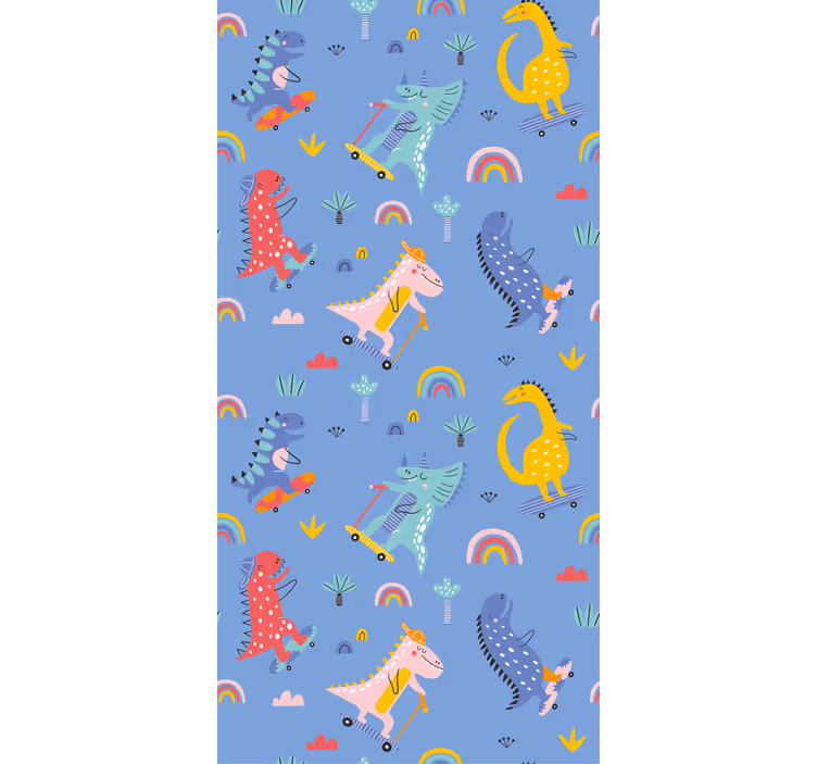 Roleta z dinozaurami scena skateboardingu - TenStickers