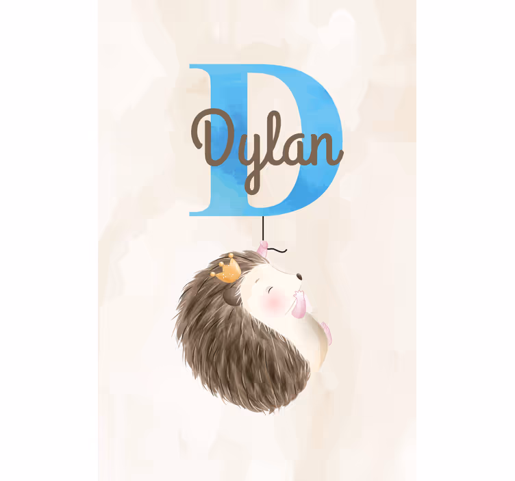 Roleta dla dzieci jeż z inicjałem i imieniem - TenStickers
