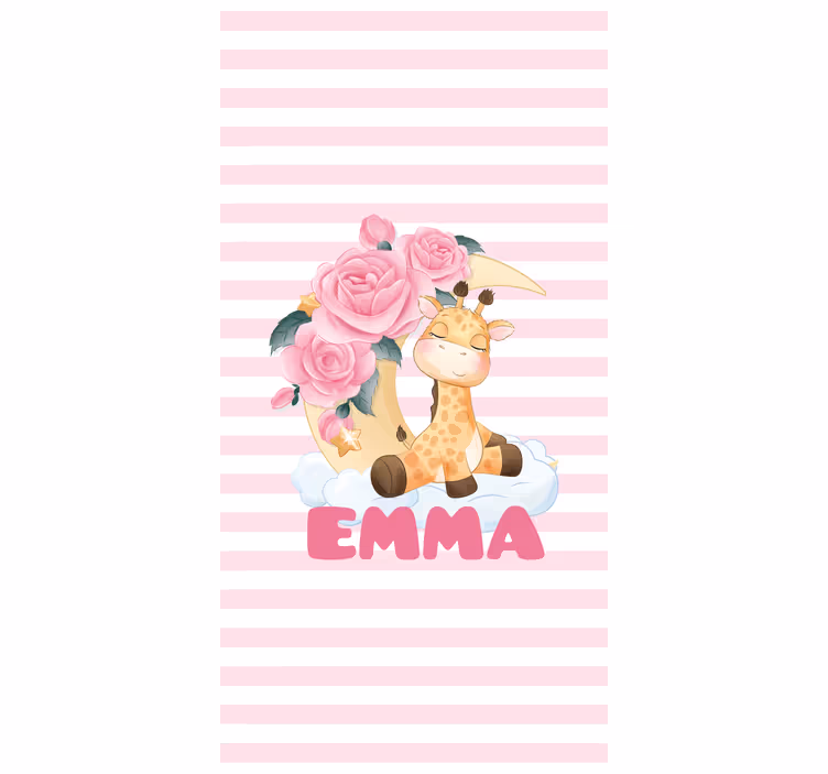 Roleta na zamówienie żyrafa z różami - TenStickers