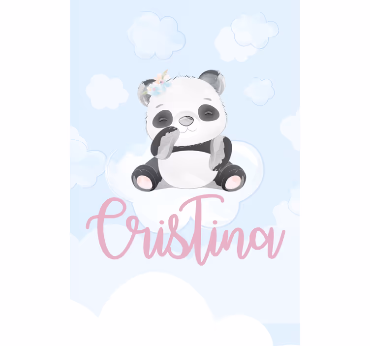 Roleta dla dzieci mała panda siedząca z imieniem - TenStickers