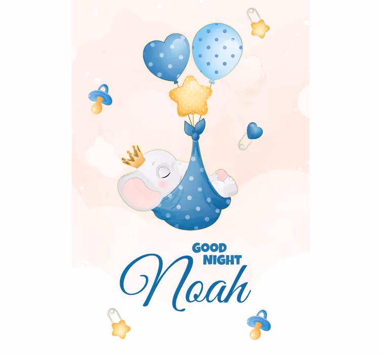 Roleta do pokoju dziecięcego dobranoc słoniu z imieniem - TenStickers