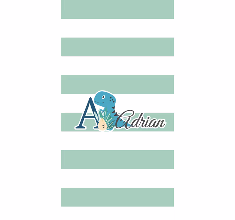 Roleta dla dzieci prążkowany dinozaur z imieniem - TenStickers