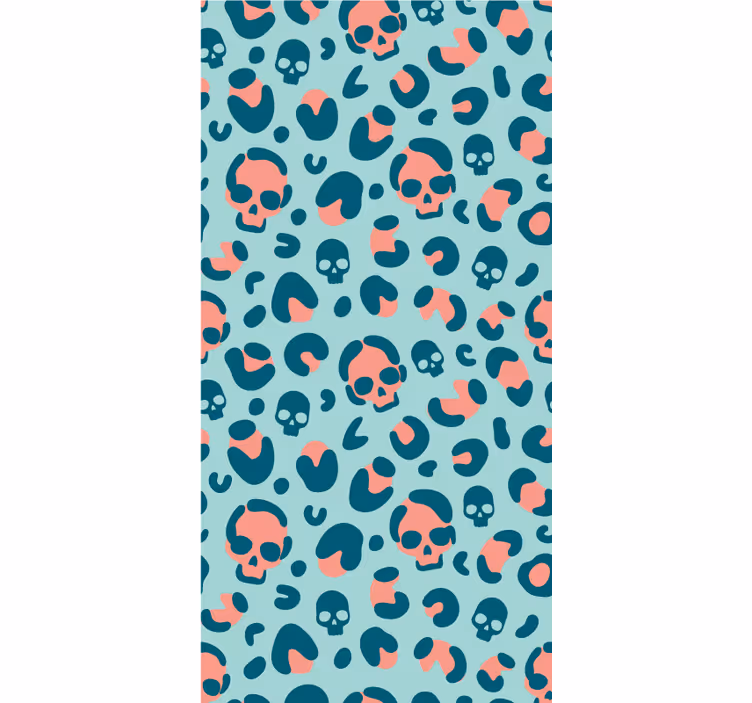 Roleta Niebieski i różowy wzór lamparta czaszki - TenStickers