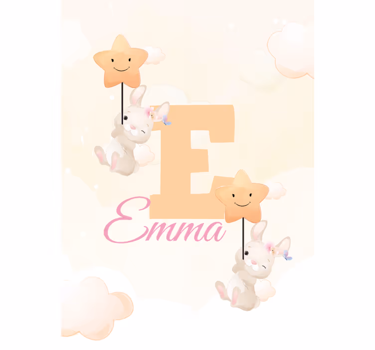 Roleta dla dzieci króliczki z gwiazdkami i imieniem - TenStickers