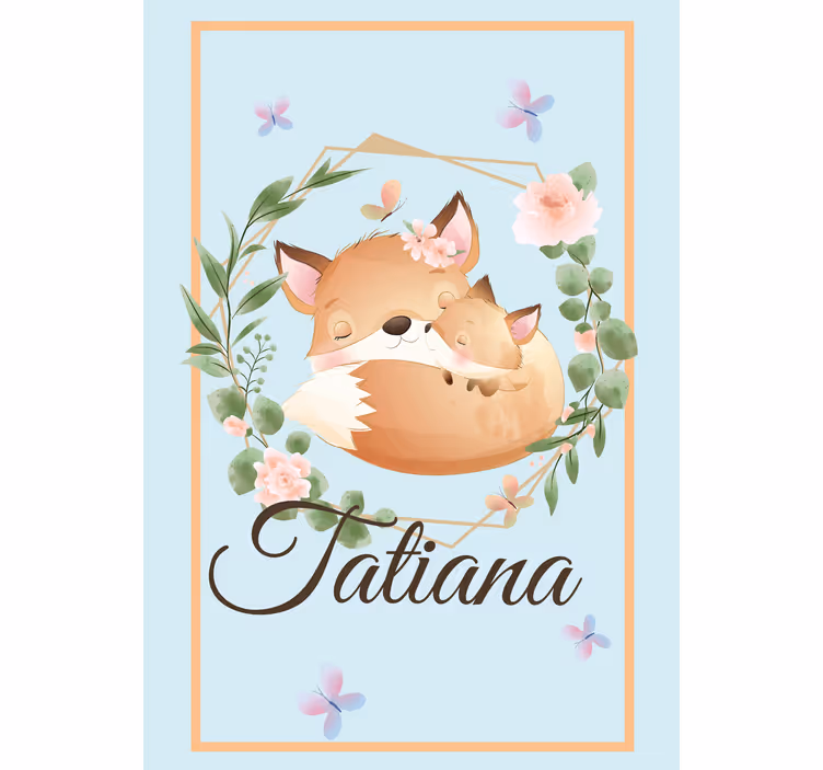 Roleta dla dzieci z rodzinką lisów i imieniem - TenStickers