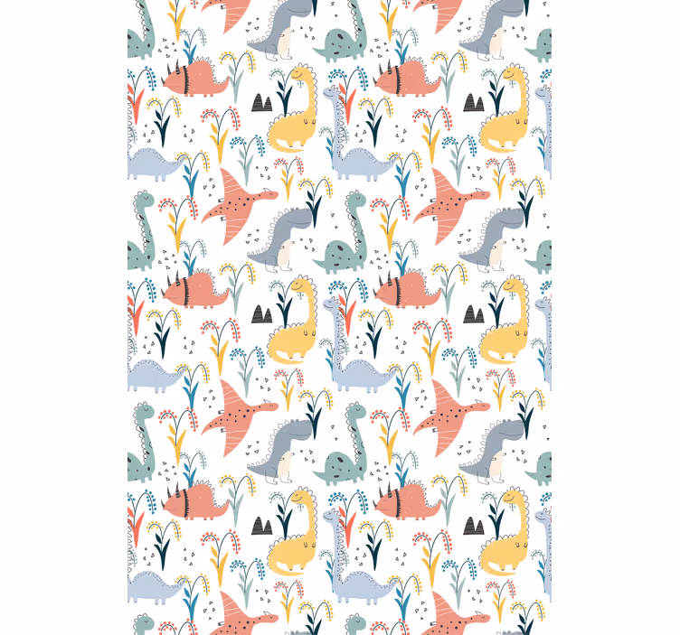 Roleta z dinozaurami skandynawski kolorowy wzór - TenStickers