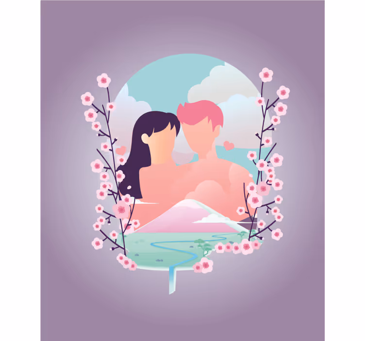 Romantyczna roleta para wśród kwiatów - TenStickers