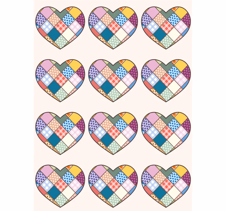 Romantyczna roleta kolorowe serduszka patchworkowe - TenStickers