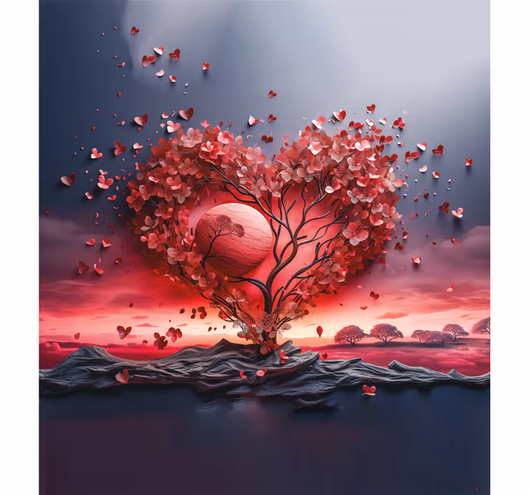 Romantyczna roleta drzewo serca - TenStickers