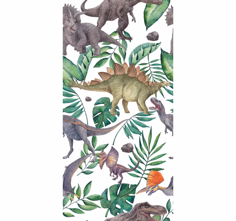 Roleta z dinozaurami jurajski wzór akwareli - TenStickers