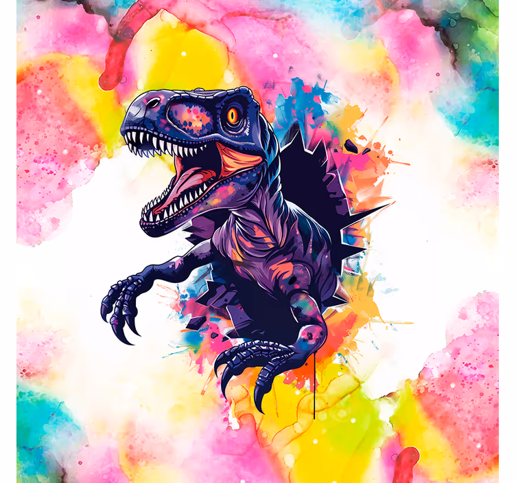 Roleta z dinozaurami nasycone kolory welociraptor - TenStickers