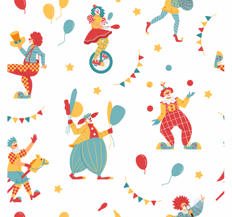 Zabawna roleta klauni z balonami - TenStickers