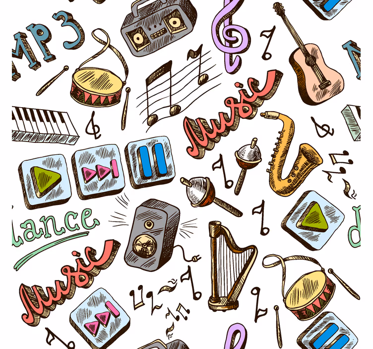 Zabawna roleta wzór muzyczny - TenStickers