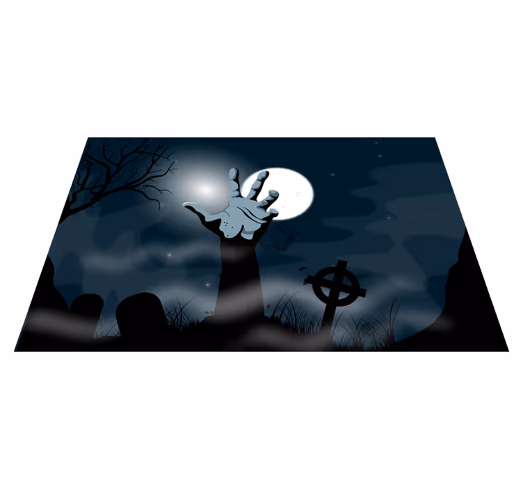 Podkładka na stół halloween scena strasznego cmentarza - TenStickers
