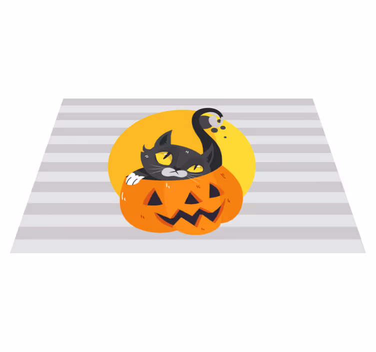Podkładka na stół dla dzieci Dynie i czarny kot - TenStickers