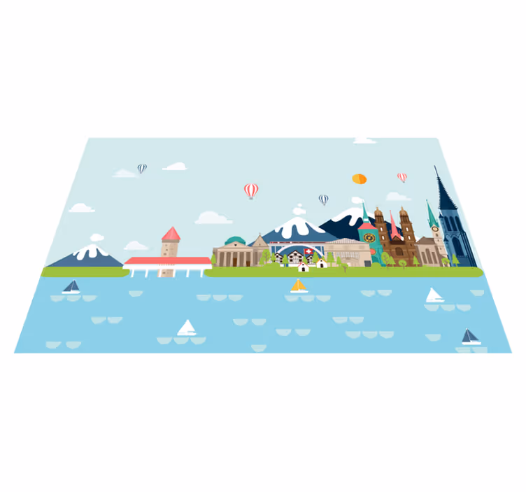 Podkładka na stół oryginalna kolorowa panorama miasta - TenStickers
