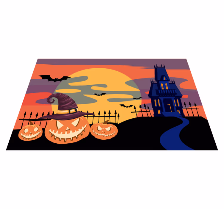 Podkładka na stół halloween scena z koszmarem dyniowym - TenStickers