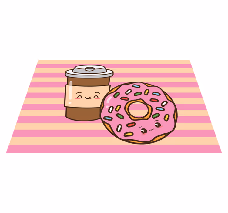 Podkładka na stół dla dzieci uroczy donut z kawą - TenStickers