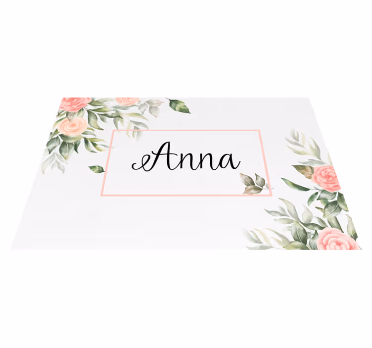 Podkładka na stół z imieniem w kwiaty personalizowana - TenStickers