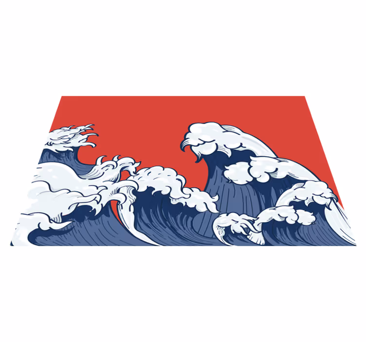 Podkładka na stół oryginalna czerwona fala kanagawa - TenStickers