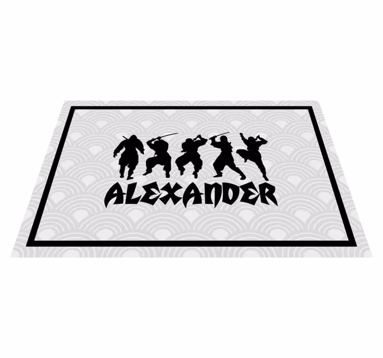 Podkładka na stół z imieniem silhouette ninja wojownika - TenStickers