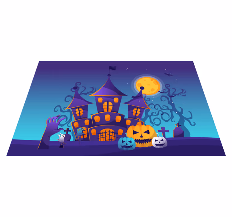 Podkładka na stół halloween scena strasznego zamku - TenStickers