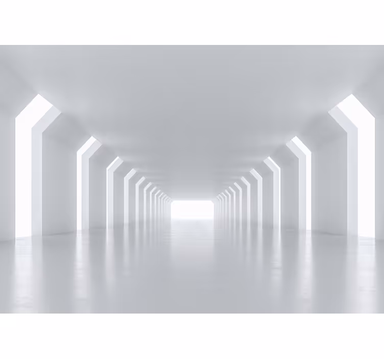 Tapeta do salonu 3D biały tunel w stronę światła - TenStickers