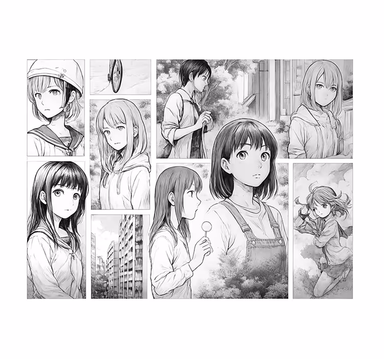 Fototapeta do pokoju nastolatka czarno-biała manga - TenStickers