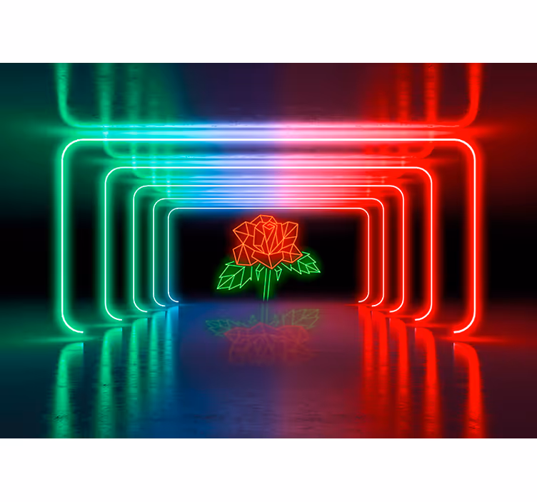 Fototapeta do salonu 3D neonowa róża - TenStickers