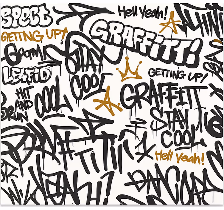 Tapeta do pokoju młodzieżowego czarno-białe graffiti - TenStickers