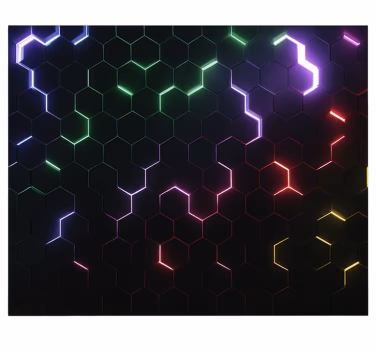 Fototapeta do pokoju nastolatka neonowe sześciokąty 3d - TenStickers