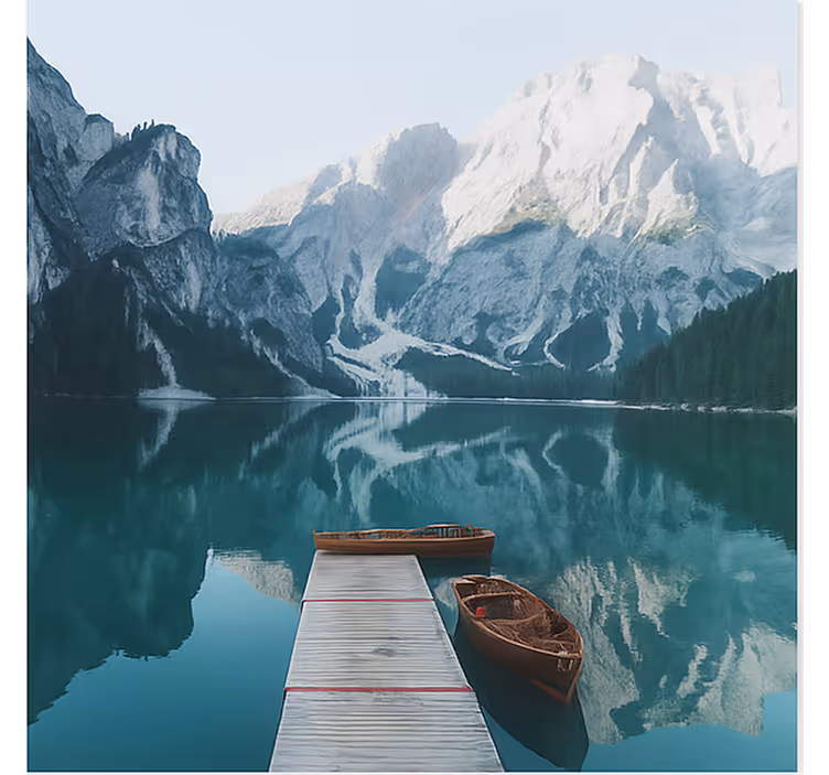 Fototapeta góry jezioro braies, dolomity - TenStickers