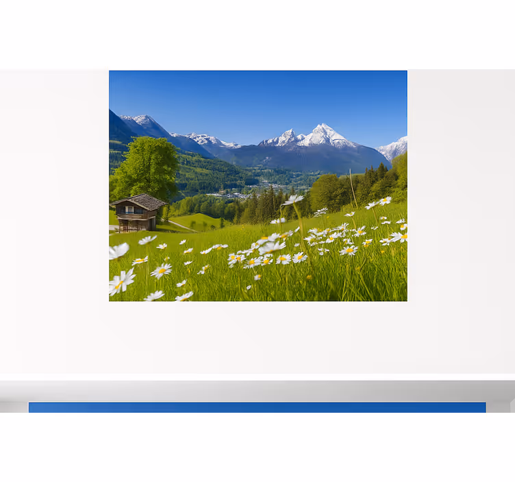 Fototapeta góry alpejski domek latem - TenStickers