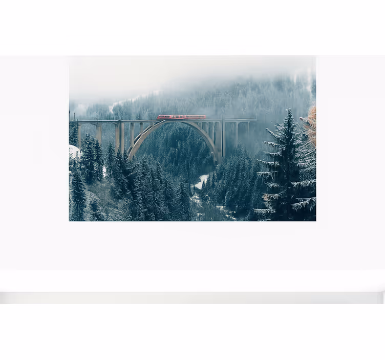 Fototapeta góry pociąg przejeżdżający przez alpy szwajcarskie - TenStickers