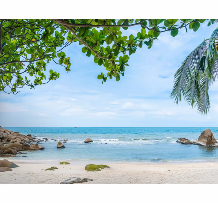 Fototapeta do łazienki widok tropikalnej plaży - TenStickers