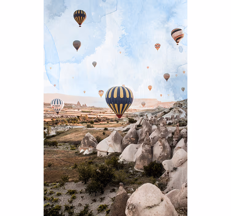 Fototapeta pustynia z balonami z kapadocji - TenStickers