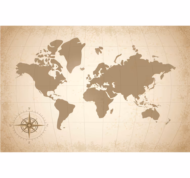 Beżowa fototapeta stara mapa świata w stylu vintage - TenStickers