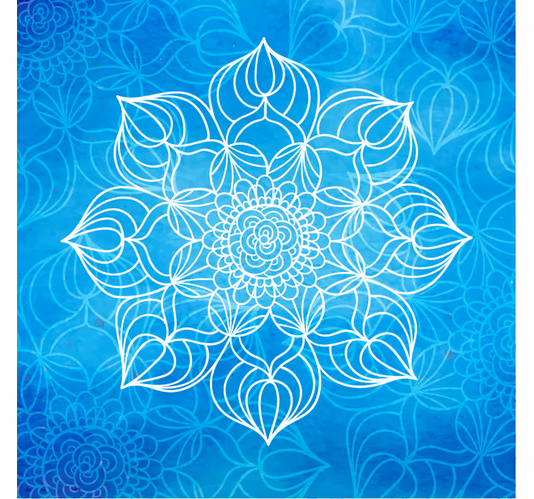 Niebieska fototapeta mandala w plamach farby - TenStickers